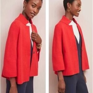 NWT! Moth by Anthropologie Knit 3/4 Sleeve Sweater Blazer Red Small